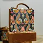 Women Printed White Peacock Suitcase Style Clutch Bag