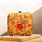 Women Yellow Multicolor Threadwork Embroidery Clutch