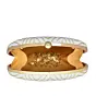 Woman White Embroidered Oval Clutch