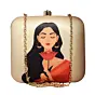 Women Saree Woman And Flower Portrait Clutch