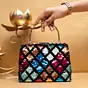 Women Multicolor Sequins Embroidery Clutch