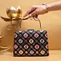 Women Black Multicolor Sequins Embroidery Clutch