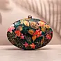 Woman Pink Batik Floral Print Oval Clutch
