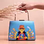 Women Durga Maa Blue Printed Clutch