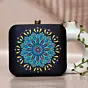 Woman Yellow-Blue Mandala Print Clutch
