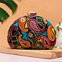 Woman Multicolor Thread Embroidery Half Moon Clutch