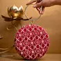Women Red Embroidery Round Clutch