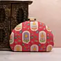 Woman Red Floral Printed Zari Embroidery Clutch