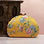 Woman Yellow Floral Printed Zari Embroidery Clutch