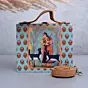 Women Miniature Art Print Suitcase Style Clutch Bag