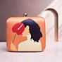 Women Orange Colour Shy Woman Portrait Clutch
