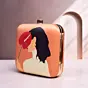 Women Orange Colour Shy Woman Portrait Clutch