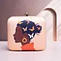 Women Beautifull Brown Girl with Pastel Butterfly Printed Clutch