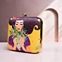 Women Fancy Floral Princess Printed Clutch on Bright Yellow Background
