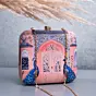 Women Light Pink Based Mughal Motif Printed Clutch