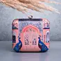 Women Light Pink Based Mughal Motif Printed Clutch