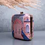 Women Light Pink Based Mughal Motif Printed Clutch