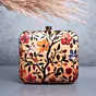 Woman Biege Based Floral Printed Clutch