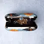 Woman Blue Based Beach Scene Printed Clutch