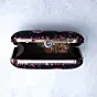 Woman Black Based Pink Flamingo Printed Clutch