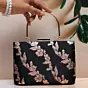 Women Black And Golden Floral Brocade Party Clutch