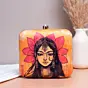 Women Yellow Based Indian Woman Printed Clutch