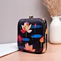 Woman Black Based Multicolored Lotus Printed Clutch