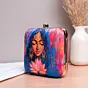 Women Multicolored Indian Woman Portrait Printed Clutch