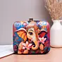 Woman Lord Ganesh With Lotus Printed Clutch