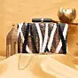 Women Black Box Shaped Clutch With Golden, White And Sliver Work
