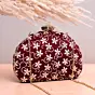 Women Maroon Based White Floral Embroidery Clutch