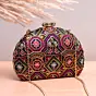 Woman Black Based Pink Threadwork Embroidery Clutch