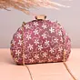 Woman Rosy Brown Based Floral Embroidery Clutch
