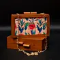 Women Red Flower Wooden Printed Clutch