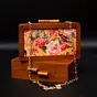 Woman Bird and Flowers Wooden Printed Clutch