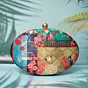 Woman Open Cage Print Clutch