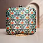 Woman Blue And Orange Floral Printed Clutch
