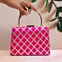 Woman Magenta Pink Gota Patti Fabric Clutch