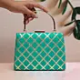 Woman Turquoise Gota Patti Fabric Clutch