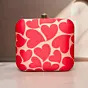 Women Valentine Red Hearts Printed Clutch