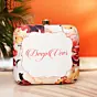 Woman White Based Floral Printed Customized Clutch