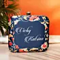 Women Navy Blue Base Floral Customized Clutch