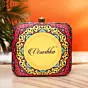 Woman Red Based Printed Customized Clutch