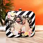 Women White And Black Based Floral Printed Customized clutch