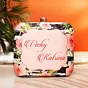 Woman Black and White Based Floral Printed Customized Clutch