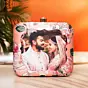 Women Peach Based Floral Printed Customized Clutch