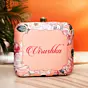 Women Peach Based Floral Printed Customized Clutch