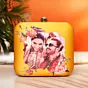 Women Mustard Based Printed Customized clutch