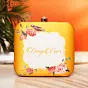 Women Mustard Based Printed Customized clutch