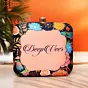Women Bird and Flower Printed Black Customized Clutch